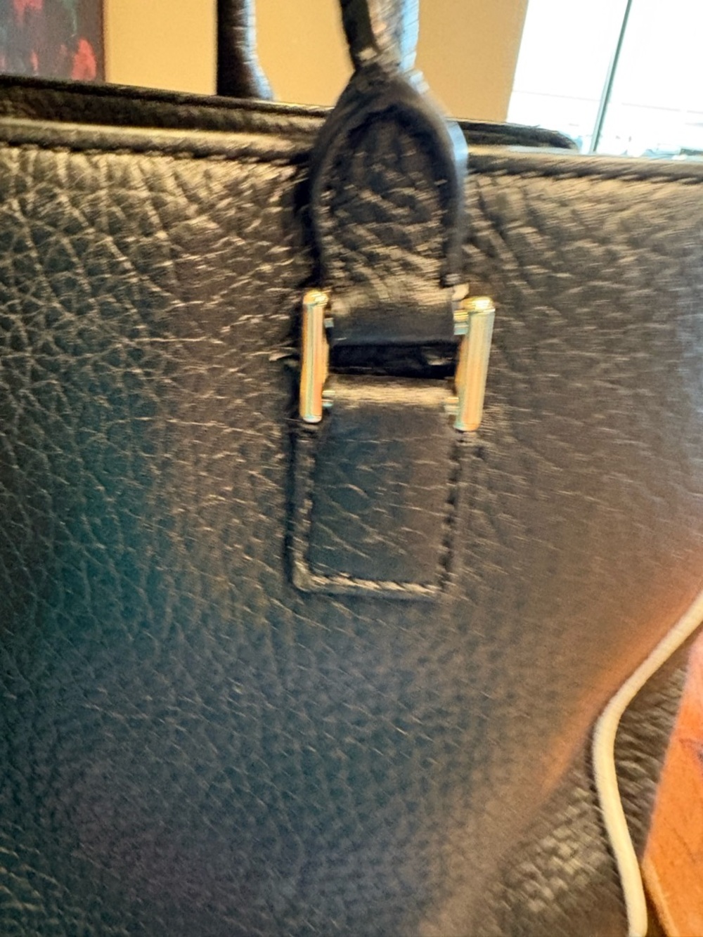 kate spade Black Pebbled Leather Shoulder Bag with White Trim - Picture 13 of 16